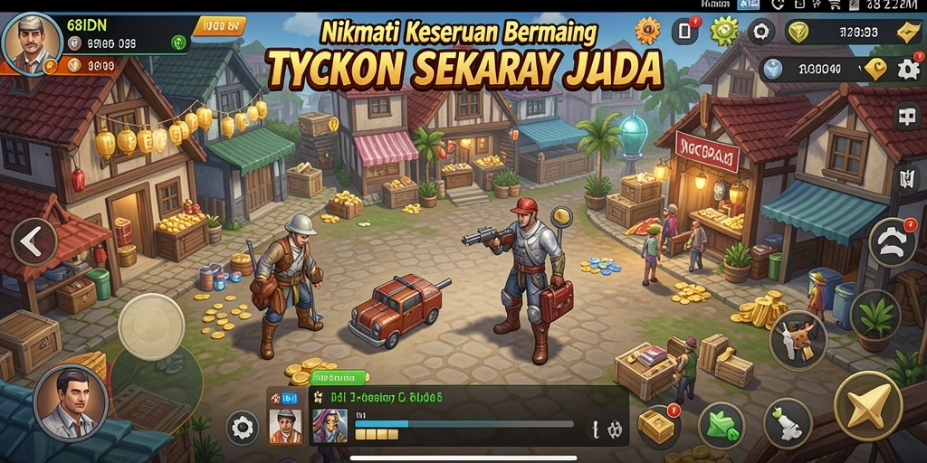 Screenshot gameplay 68IDN dengan latar belakang bisnis Tycoon.