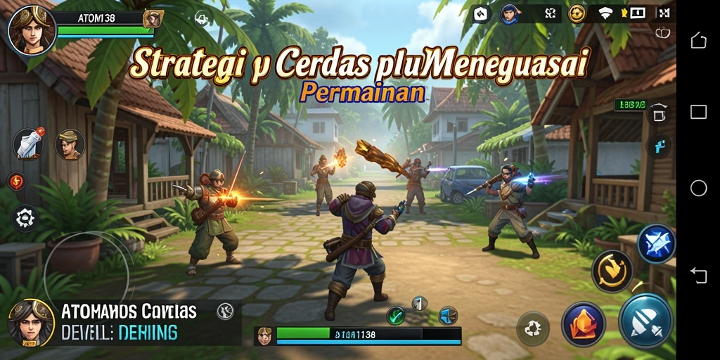 Tangkapan layar gameplay ATOM138 yang menampilkan pertarungan strategi.