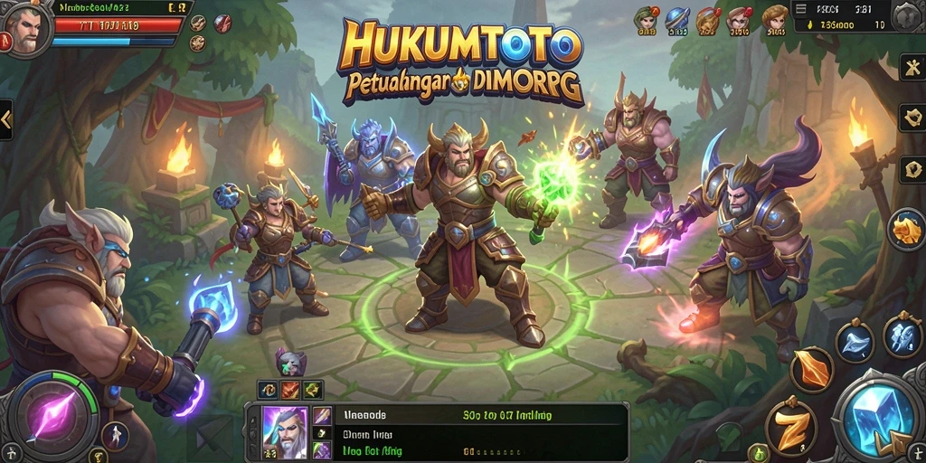 Screenshot HUKUMTOTO menampilkan pertarungan epik dalam dunia MMORPG.