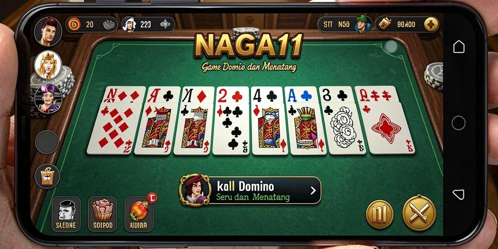 Screenshot NAGA11 menampilkan pemain menikmati gameplay Domino yang menarik.