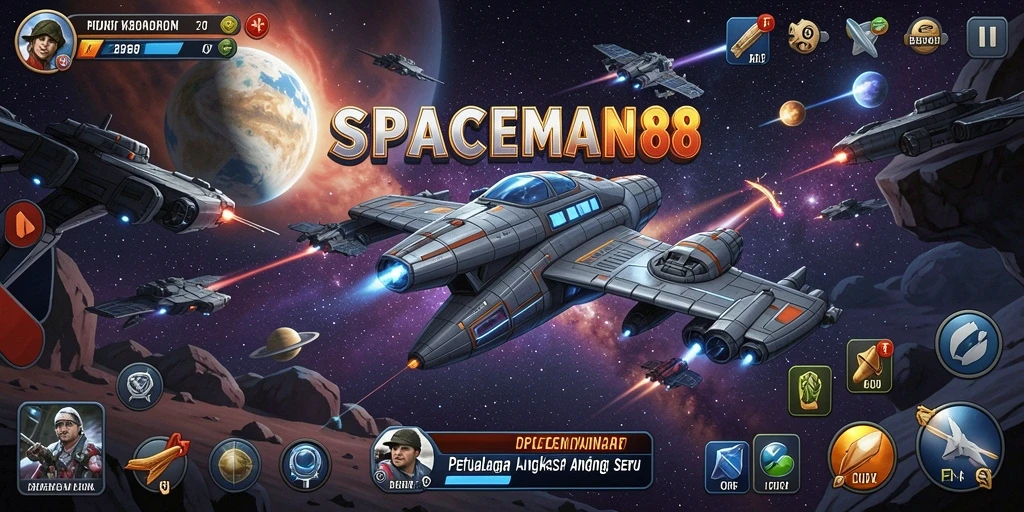 Tangkapan layar SPACEMAN88 menampilkan aksi seru di luar angkasa.